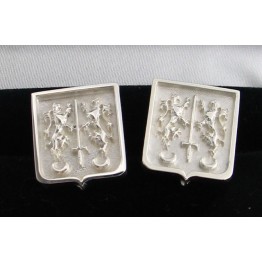 Family Coat of Arms Cufflinks - Sterling Silver Shield Shaped Cufflinks
