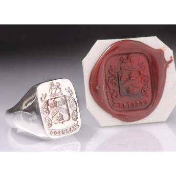 Full Family Coat of Arms Ring - Square Heraldic Seal Ring (Large)
