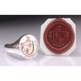 Full Family Coat of Arms Ring - Round Heraldic Seal Ring (Large)