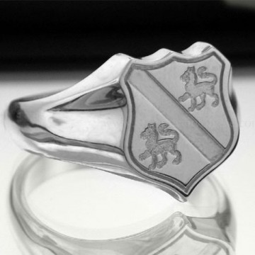 Family Coat of Arms Ring - Shield Ring  (Medium)