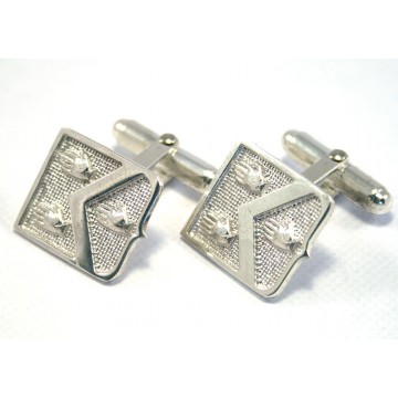 Family Coat of Arms Cufflinks - Sterling Silver Shield Shaped Cufflinks - 2 Surnames